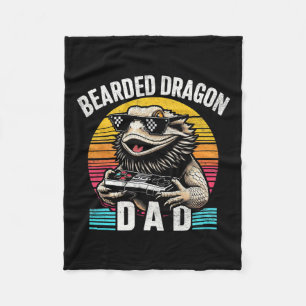 Dragon Dad Vintage Video Game Lizard Reptile Lover Fleece Blanket