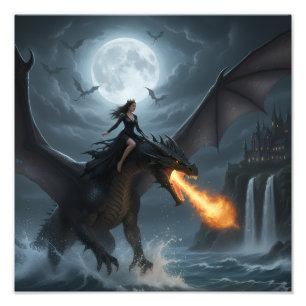 Dragon - Dark Queen rides Photo Print