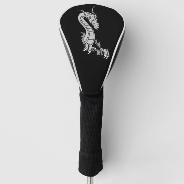 dragon design black golf head cover (Front)