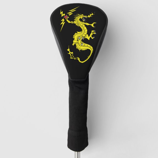 Dragon design black golf head cover (Front)