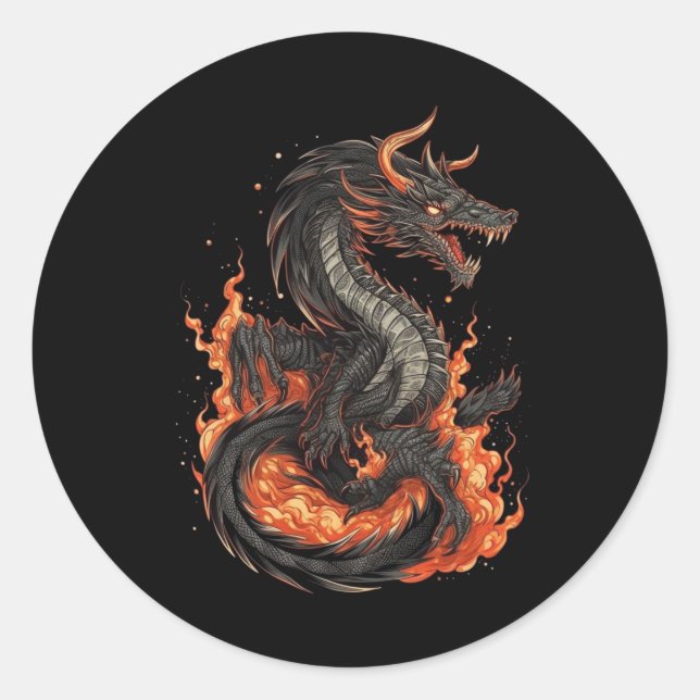 dragon design classic round sticker (Front)