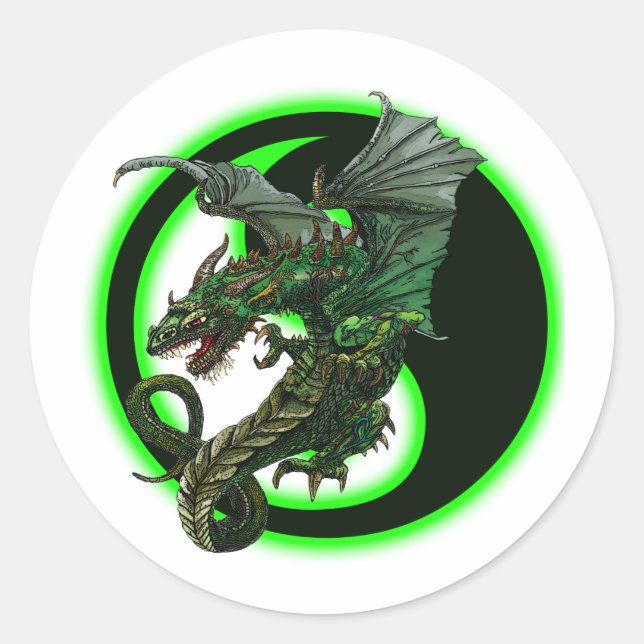Dragon design classic round sticker (Front)