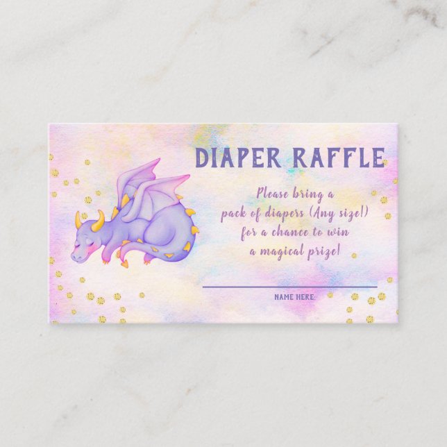 Dragon Diaper Raffle Baby Shower Enclosure Card (Front)