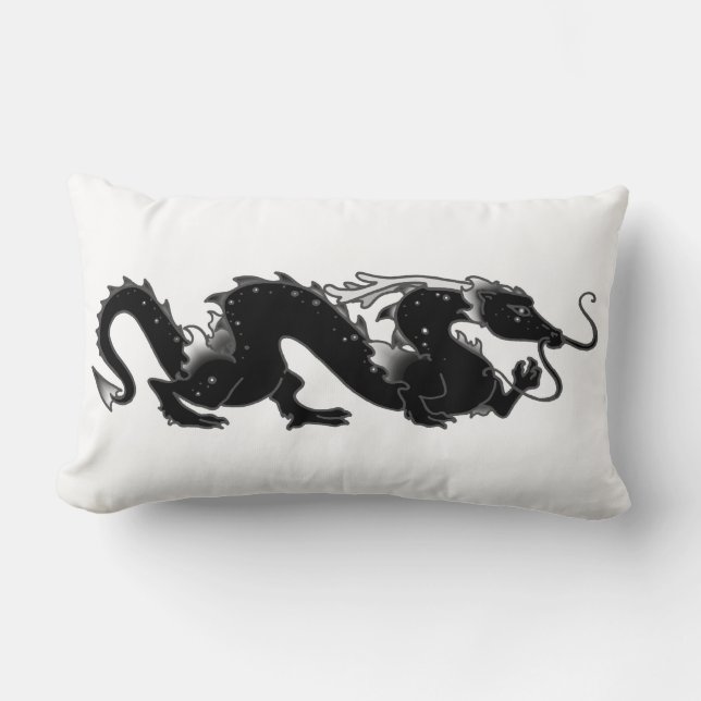 Dragon Dragon Black and White Lumbar Cushion (Front)