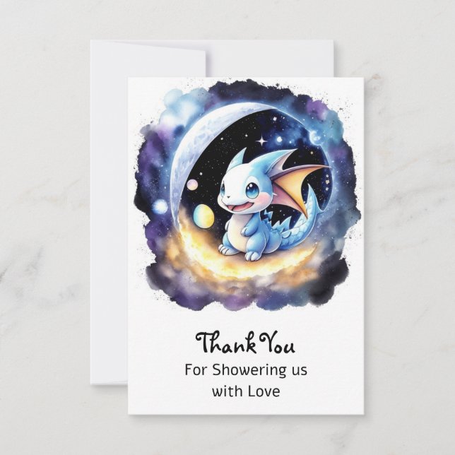 Dragon Dreams: Baby Shower Get-Together Thank You Card (Front)