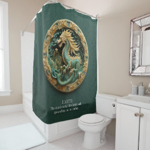 Dragon Earth Element Green Fantasy Mythical  Shower Curtain