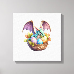 Dragon Easter Day Loves Collecting Easter Eggs Dra Canvas Print