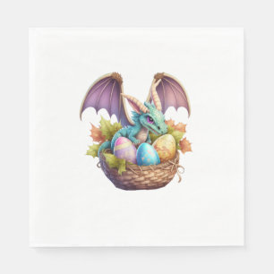 Dragon Easter Day Loves Collecting Easter Eggs Dra Napkin