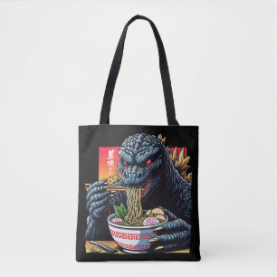 Dragon eating ramen tote bag
