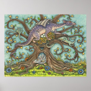 DRAGON EGGS, MEDIEVAL LAIR, FANTASY FOLK ART POSTER