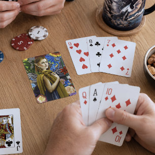 Dragon Elf Maiden Enchanted Flower Garden Fantasy Playing Cards