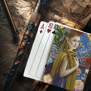 Dragon Elf Maiden Enchanted Flower Garden Fantasy Playing Cards