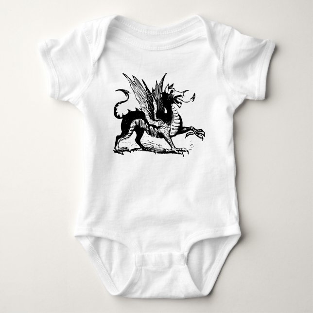 Dragon Engraving - Black Baby Bodysuit (Front)