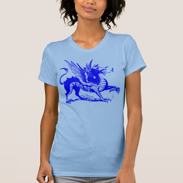Dragon Engraving - Blue T-Shirt (Front)