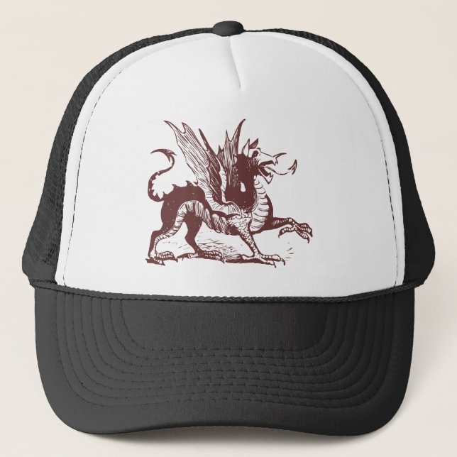 Dragon Engraving - Dark Brown Trucker Hat (Front)