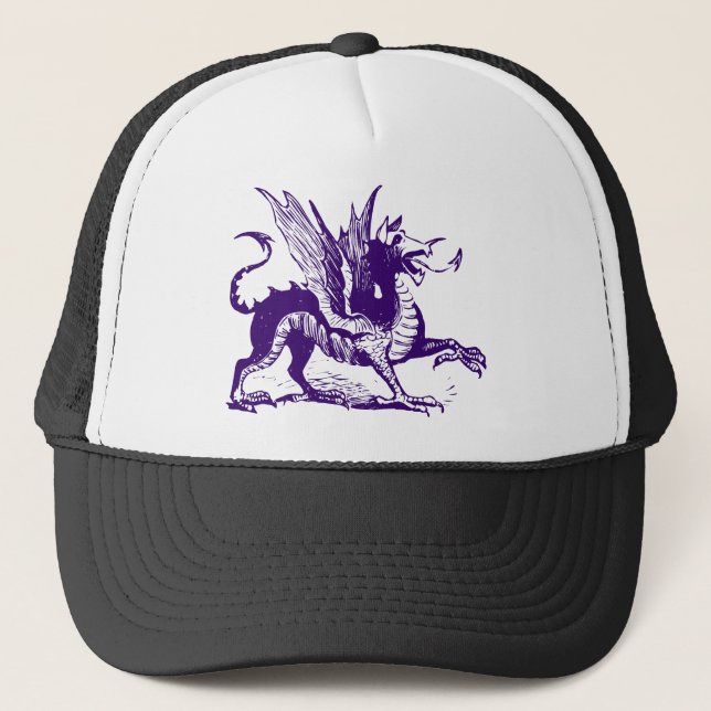 Dragon Engraving - Deep Purple Trucker Hat (Front)