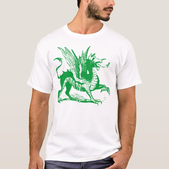 Dragon Engraving - Grass Green T-Shirt (Front)