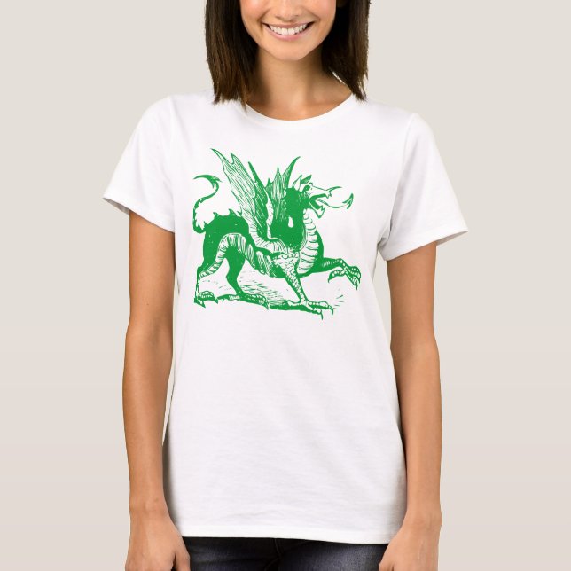 Dragon Engraving - Grass Green T-Shirt (Front)