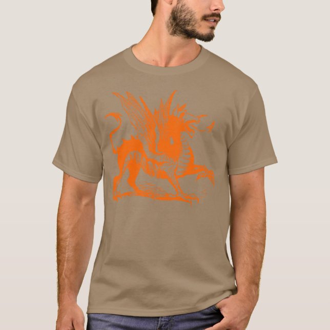 Dragon Engraving - Orange T-Shirt (Front)