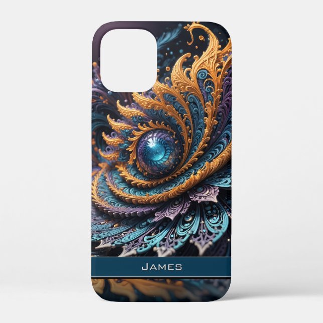 Dragon Eye Modern Abstract Geometric Fractal Name  Case-Mate iPhone Case (Back)
