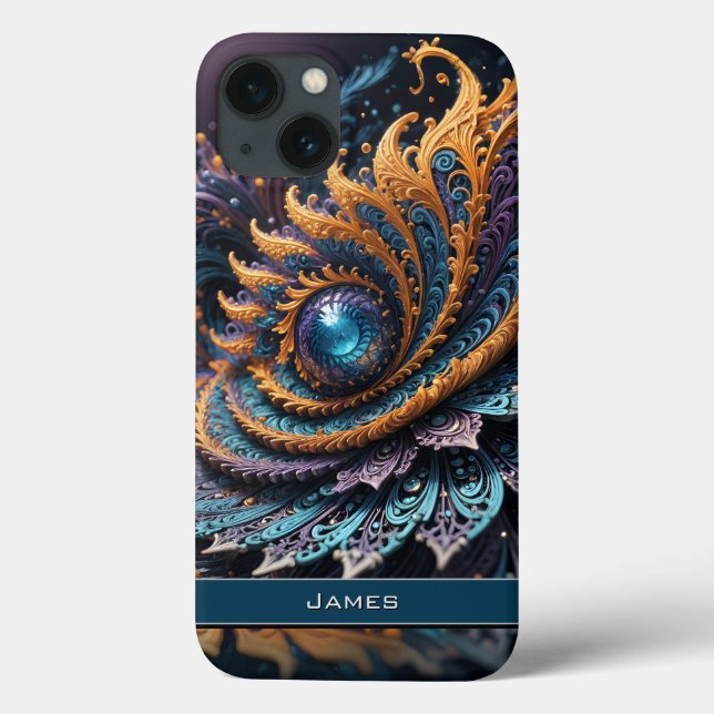 Dragon Eye Modern Abstract Geometric Fractal Name  Case-Mate iPhone Case (Back)