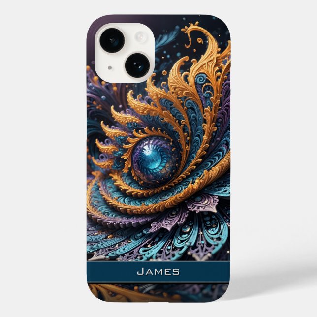 Dragon Eye Modern Abstract Geometric Fractal Name  Case-Mate iPhone Case (Back)