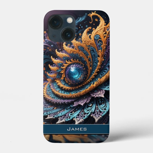Dragon Eye Modern Abstract Geometric Fractal Name  Case-Mate iPhone Case (Back)