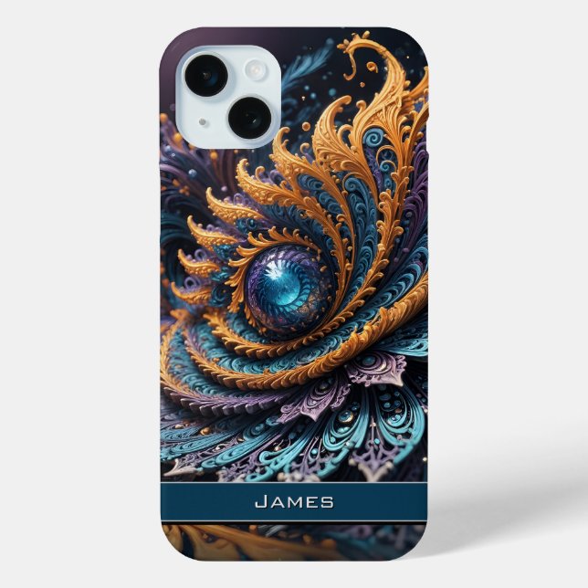 Dragon Eye Modern Abstract Geometric Fractal Name  Case-Mate iPhone Case (Back)