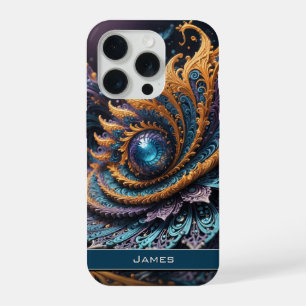 Dragon Eye Modern Abstract Geometric Fractal Name  iPhone 15 Pro Case