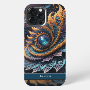 Dragon Eye Modern Abstract Geometric Fractal Name  iPhone 13 Pro Max Case
