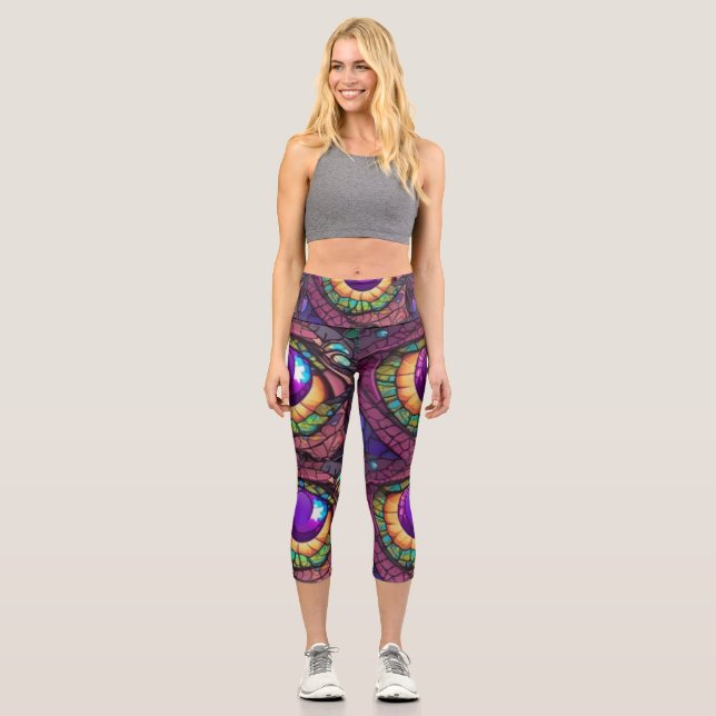 Dragon Eyes3 Capri Leggings (Front)