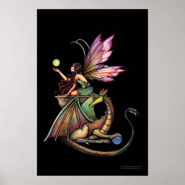 Dragon Fairy Fantasy Print Poster (Front)