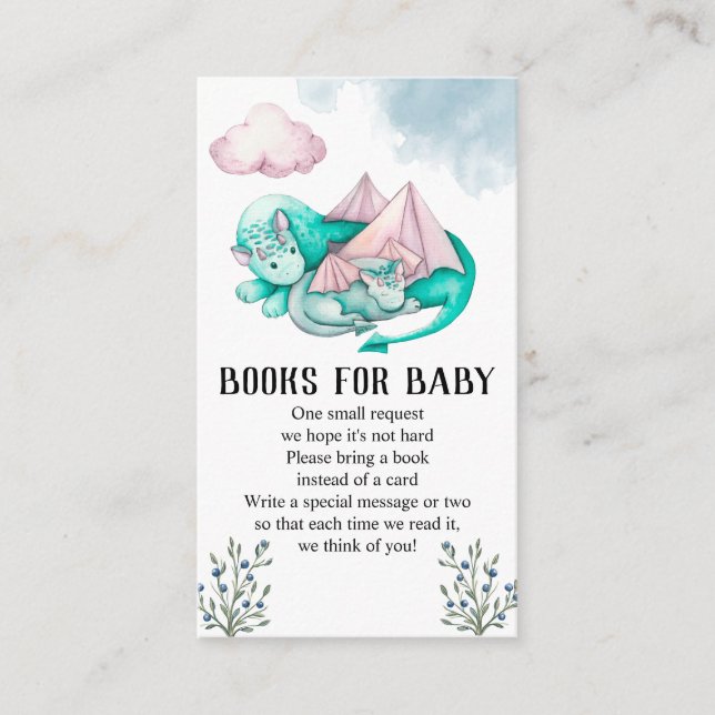 Dragon Family Baby Shower Books For Baby   Enclosure Card (Front)