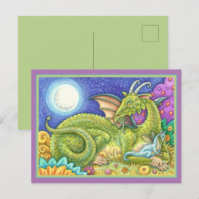 DRAGON FAMILY NEXT GENERATION, WHIMSICAL FANTASY POSTCARD (Front/Back)