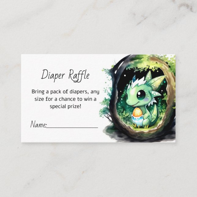 Dragon Fantasy Baby Shower Diaper Raffle Enclosure Card (Front)