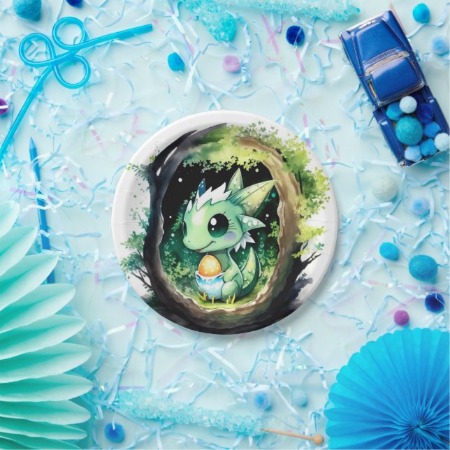 Dragon Fantasy Baby Shower Paper Plate (Party)