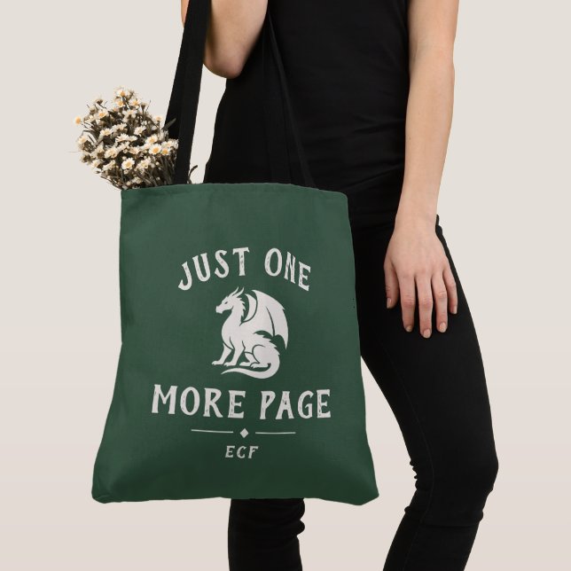 Dragon Fantasy Book Lover's Monogram Tote Bag (Close Up)