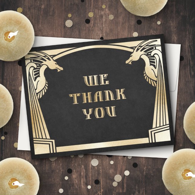 Dragon Fantasy Modern Deco Wedding Thank You Card (Creator Uploaded)