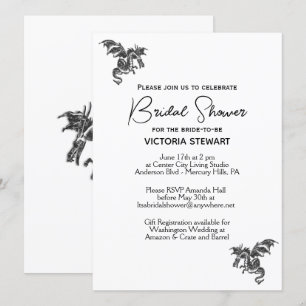  Dragon Fantasy White Bridal Shower  Invitation