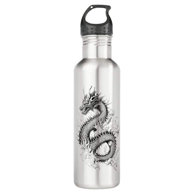 Dragon Fantasy Wild Animal Illustration Art Tattoo 710 Ml Water Bottle (Front)
