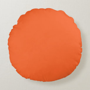 Dragon Fire Bright Orange Solid Colour Print Round Cushion