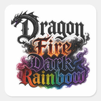Dragon Fire Dark Rainbow Typography Sticker