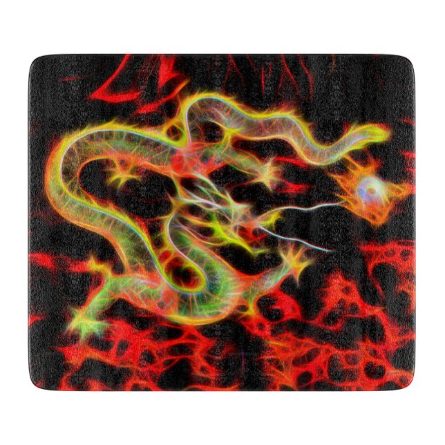 Dragon Fire decor on Lucky Energy Cutting Board (Front)