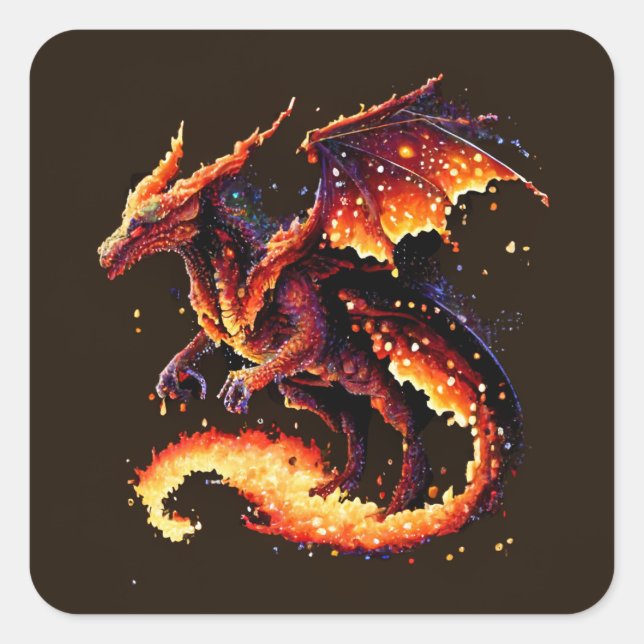 Dragon Fire Elemental Square Sticker (Front)