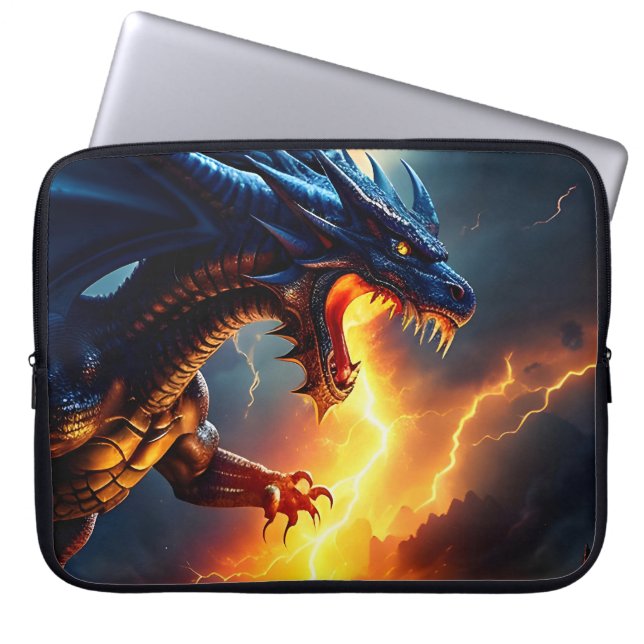 Dragon Fire Lightning Fight Two Laptop Sleeve (Front)