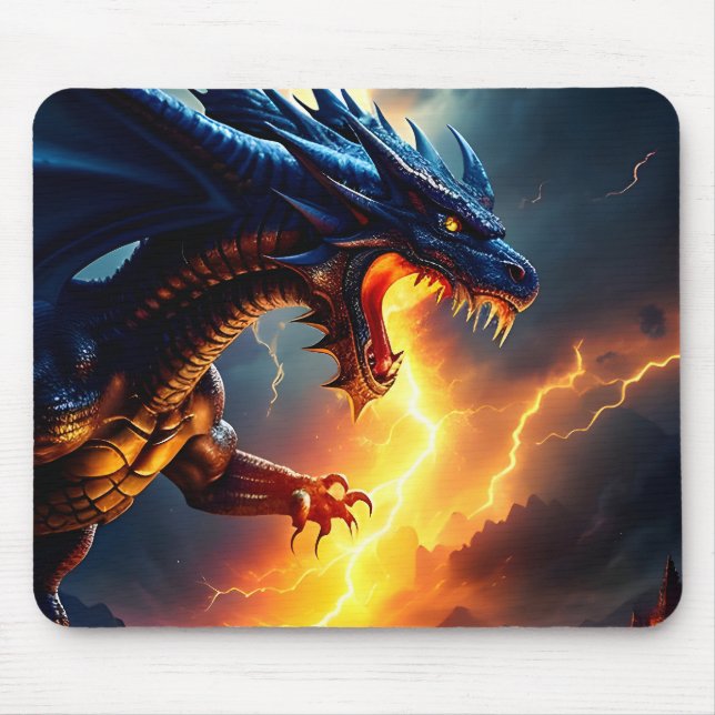 Dragon Fire Lightning Fight Two Mouse Mat (Front)