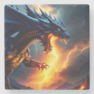Dragon Fire Lightning Fight Two Stone Coaster