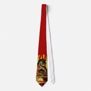 Dragon & Fire Mythical Fantasy Artwork Tie