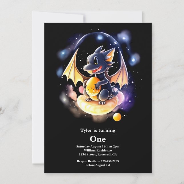 Dragon First Birthday Invitation (Front)