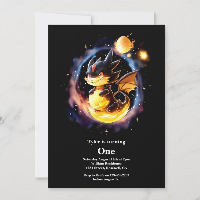 Dragon First Birthday Invitation (Front)
